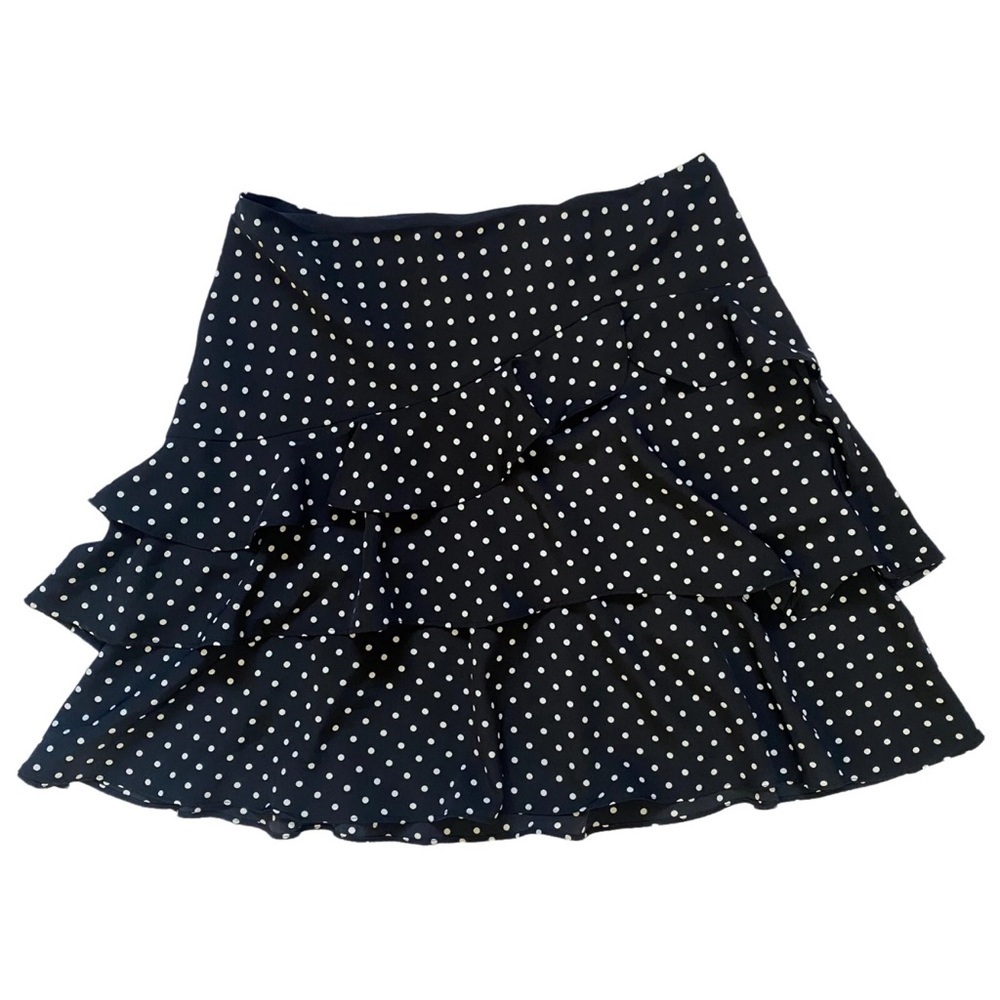 Lauren Ralph Lauren Black White Polka Dot Tiered Skirt Size 10